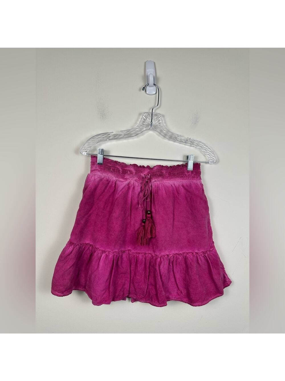 Pilcro Giulia Tie Tassel Mini Skirt Women Size S Pink Excellent Boho‎ Ruffle